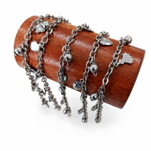 Gelang Rantai Charm Silver Premium